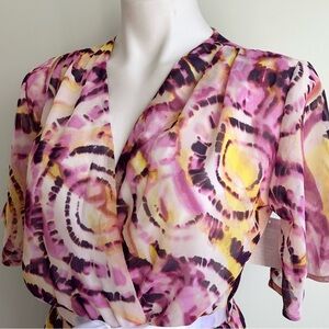 FRAICHE by J Flutter Sleeve Tulip Hem Tie Dye Print Midi Dress, S